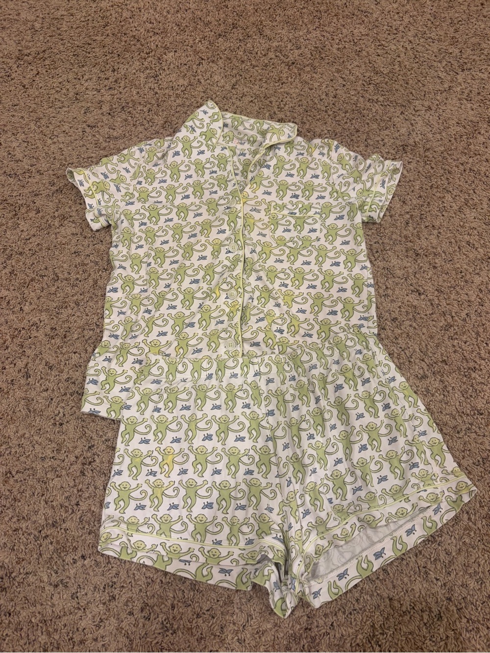 Roller Rabbit Pajama Set with Green Monkey Print